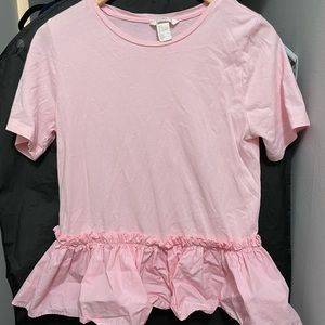 Baby Pink Ruffle Skirt T Shirt